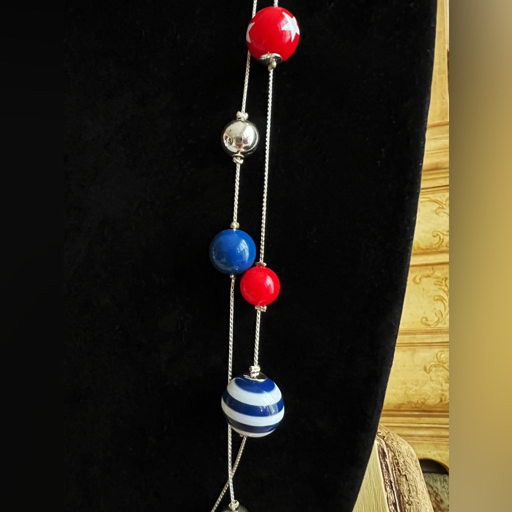 𝓟𝓪𝓽𝓻𝓲𝓸𝓽𝓲𝓬 Red White & Blue Stars & Stripes 𝓤𝓢𝓐 Necklace and Earrings - Picture 4 of 7